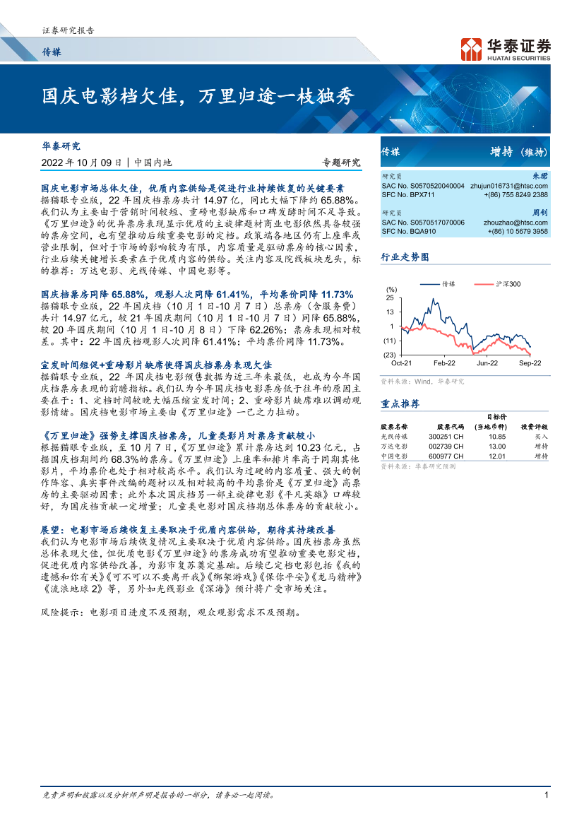 传媒行业专题研究： 国庆电影档欠佳，万里归途一枝独秀-20221009-华泰证券-16页传媒行业专题研究： 国庆电影档欠佳，万里归途一枝独秀-20221009-华泰证券-16页_1.png